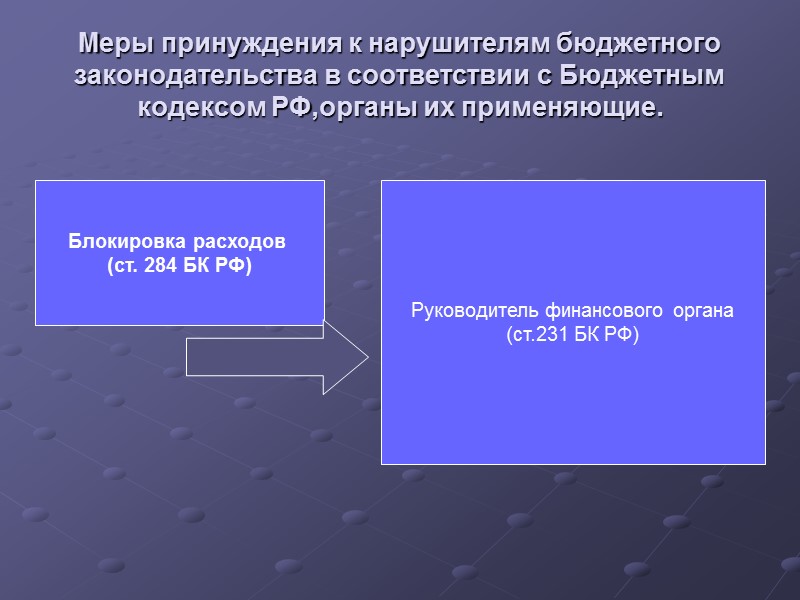 Меры принуждения к нарушителям бюджетного законодательства в соответствии с Бюджетным кодексом РФ,органы их применяющие.